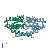 PDB entry 3gdw coloured by chain, top view.