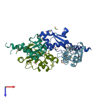 PDB entry 3gdz coloured by chain, top view.