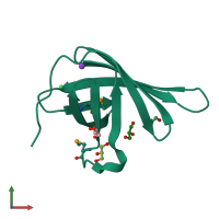 PDB entry 3ge2 coloured by chain, front view.