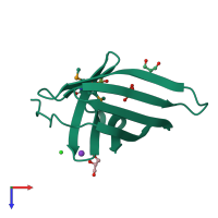 PDB entry 3ge2 coloured by chain, top view.