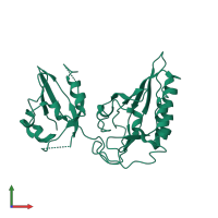 PDB entry 3gec coloured by chain, front view.