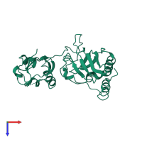 PDB entry 3gec coloured by chain, top view.