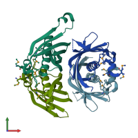 PDB entry 3gek coloured by chain, front view.