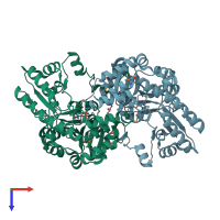 PDB entry 3get coloured by chain, top view.