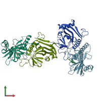 PDB entry 3gey coloured by chain, front view.