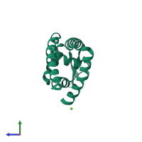 PDB entry 3gez coloured by chain, side view.