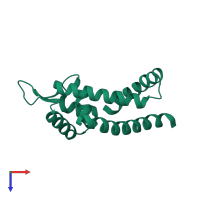PDB entry 3gez coloured by chain, top view.