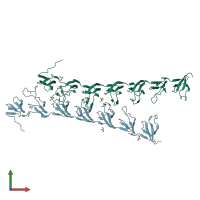 PDB entry 3gf5 coloured by chain, front view.