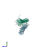PDB entry 3gf5 coloured by chain, side view.