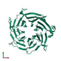 PDB entry 3gfc coloured by chain, front view.