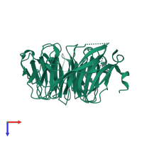 PDB entry 3gfc coloured by chain, top view.