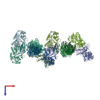 PDB entry 3gfg coloured by chain, top view.