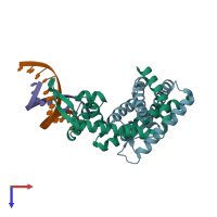 PDB entry 3gfi coloured by chain, top view.