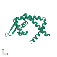PDB entry 3gfl coloured by chain, front view.