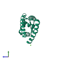 PDB entry 3gfm coloured by chain, side view.