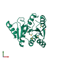 PDB entry 3gfp coloured by chain, front view.