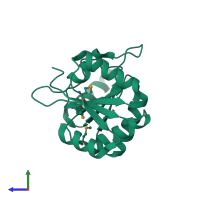 PDB entry 3gfp coloured by chain, side view.