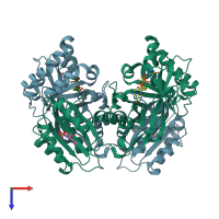 PDB entry 3gg1 coloured by chain, top view.