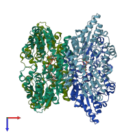 PDB entry 3gg2 coloured by chain, top view.