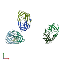 PDB entry 3gga coloured by chain, front view.