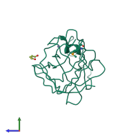 PDB entry 3ggl coloured by chain, side view.