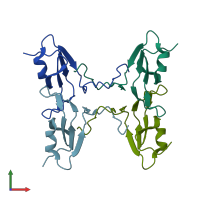 PDB entry 3ggm coloured by chain, front view.