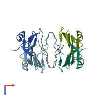 PDB entry 3ggm coloured by chain, top view.