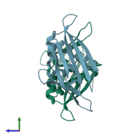 PDB entry 3ggn coloured by chain, side view.