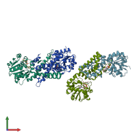 PDB entry 3ggo coloured by chain, front view.