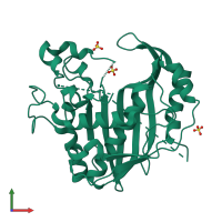 PDB entry 3gh0 coloured by chain, front view.