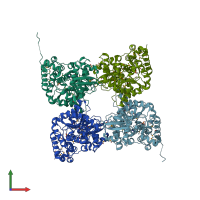 PDB entry 3gh1 coloured by chain, front view.
