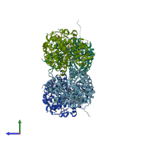 PDB entry 3gh1 coloured by chain, side view.