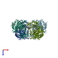 PDB entry 3gh1 coloured by chain, top view.