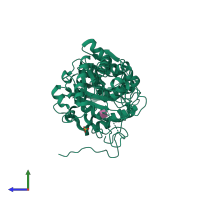 PDB entry 3gh5 coloured by chain, side view.