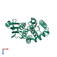 PDB entry 3gh6 coloured by chain, top view.