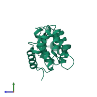 PDB entry 3gha coloured by chain, side view.