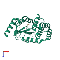PDB entry 3gha coloured by chain, top view.