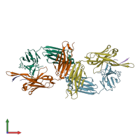 PDB entry 3ghb coloured by chain, front view.