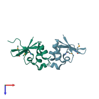 PDB entry 3ghd coloured by chain, top view.
