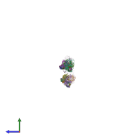 PDB entry 3ghg coloured by chain, side view.