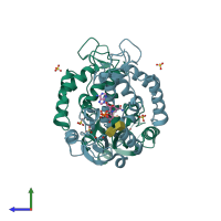 PDB entry 3ghh coloured by chain, side view.