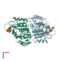 PDB entry 3ghh coloured by chain, top view.