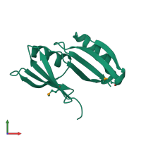 PDB entry 3ghj coloured by chain, front view.