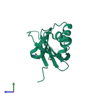 PDB entry 3ghj coloured by chain, side view.