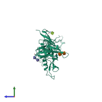 PDB entry 3ghm coloured by chain, side view.