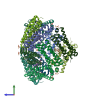 PDB entry 3ghq coloured by chain, side view.