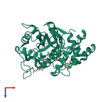 PDB entry 3ghr coloured by chain, top view.