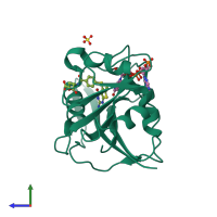 PDB entry 3ghw coloured by chain, side view.