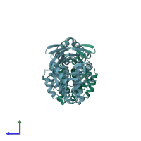 PDB entry 3ghy coloured by chain, side view.