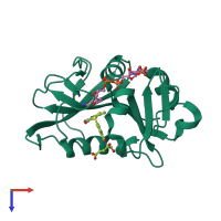 PDB entry 3gi2 coloured by chain, top view.